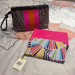 NEW WITH BOX Trina Turk Colorful Striped Wallet & NEW Large MakUp Bag—Prices Below