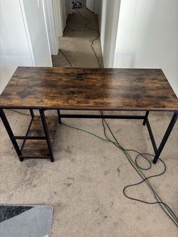 Wood and Metal Computer Desk with Shelf