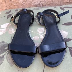 Tory Burch Laurel patent Leather Flat Heel Sandals Size 9M
