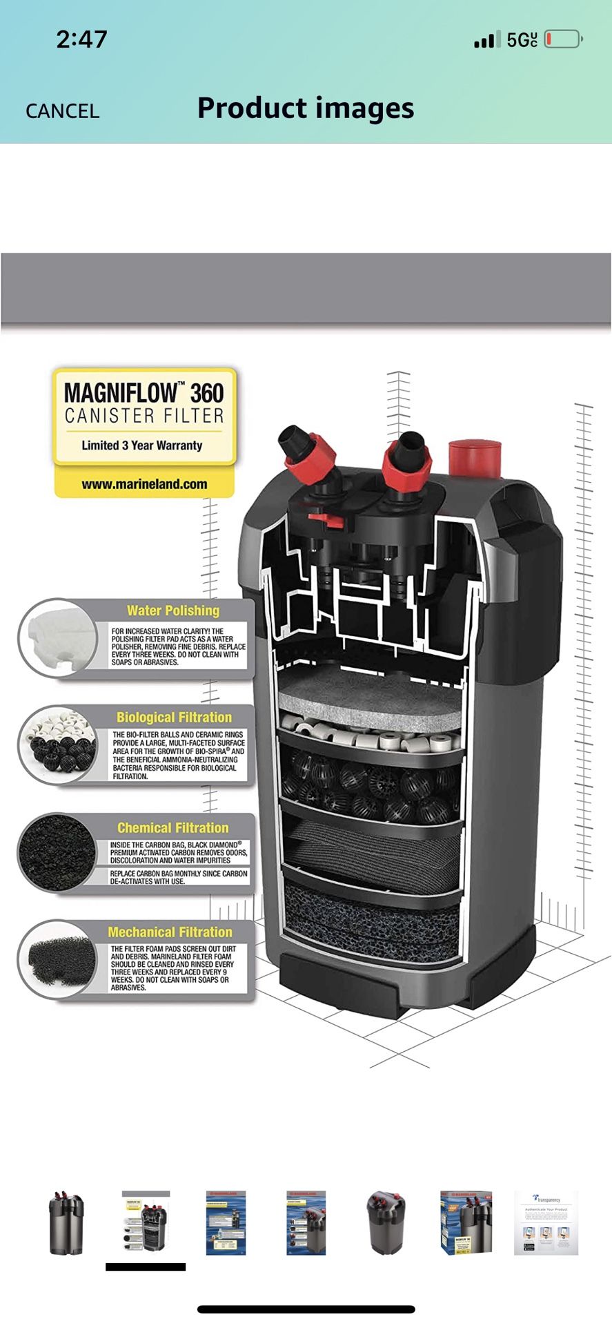 Marineland Magniflow Canister Filter For aquariums, Easy Maintenance