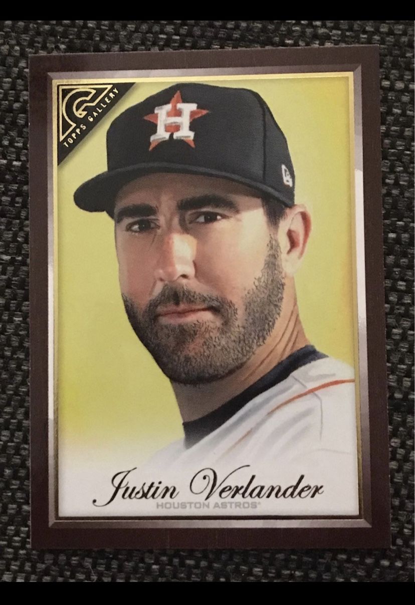 Houston Astros Justin Verlander 2019 Topps Gallery WOOD BORDER PARALLEL Card