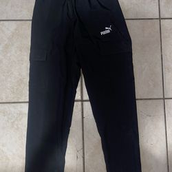 Puma Essentials No. 1 Logo Woven Cargo Pants Youth Boys Black Casual Athletic