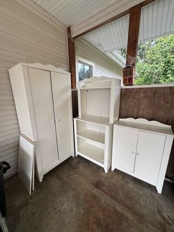 IKEA kids bedroom set - wardrobe, cabinet, and bookshelf