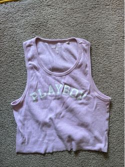 Pink playboy crop top shirt
