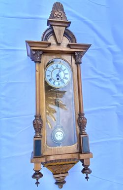 Antique Wooden Case Pendulum RA Mechanical Regulator Wall Clock