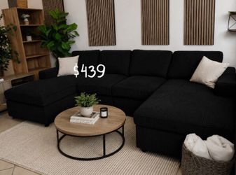 U shaped sectional Sofa black, grey, dark gray, ivory