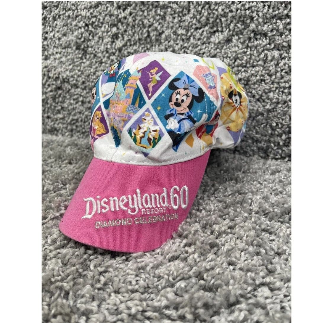 Disneyland Resort 60TH Diamond Anniversary Pink Youth Adjustable Baseball Hat