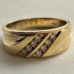 10K Gold Champagne Diamond Band Ring Size 10