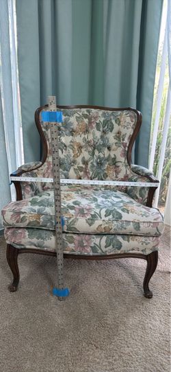 French Provincial Floral Wingback Accent Chair
