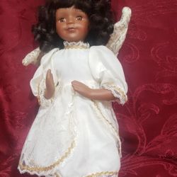 Porcelain Angel Doll Kneeling & Praying 1ft. Tall