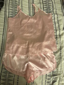 Small Light Pink Satin PJ Short Set