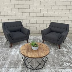Mid Century Modern Gray Accent Chair Set