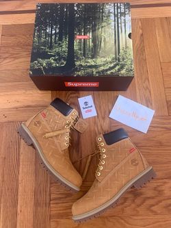 Supreme Timberland Diamond Plate 6" Premium Waterproof Boot Wheat Size 9.5 TB0A6DD4231