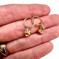 Real 14k Gold And Diamond Ear Rings 