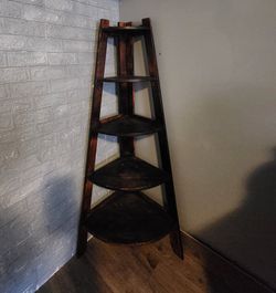 5-Tier Wooden Corner Ladder Shelf