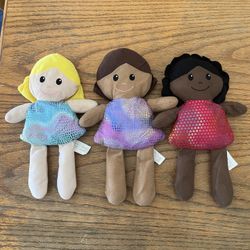 3 Ragdoll Pillow Dolls Has Sparkle Dresses No Rips Or Stains
