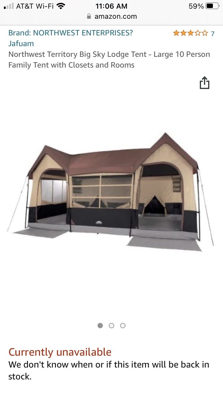 Big Sky Lodge 10-Person Tent In Good Condition Huge 16’x11’ And 7’2” Tall