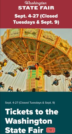 ONE PUYALLUP WA STATE FAIR TICKET