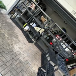 5 Black Garage Utility Storage Shelves 4 - 32 X 14 Height 55.5 & 1 - 24 X 11.5 Height 33