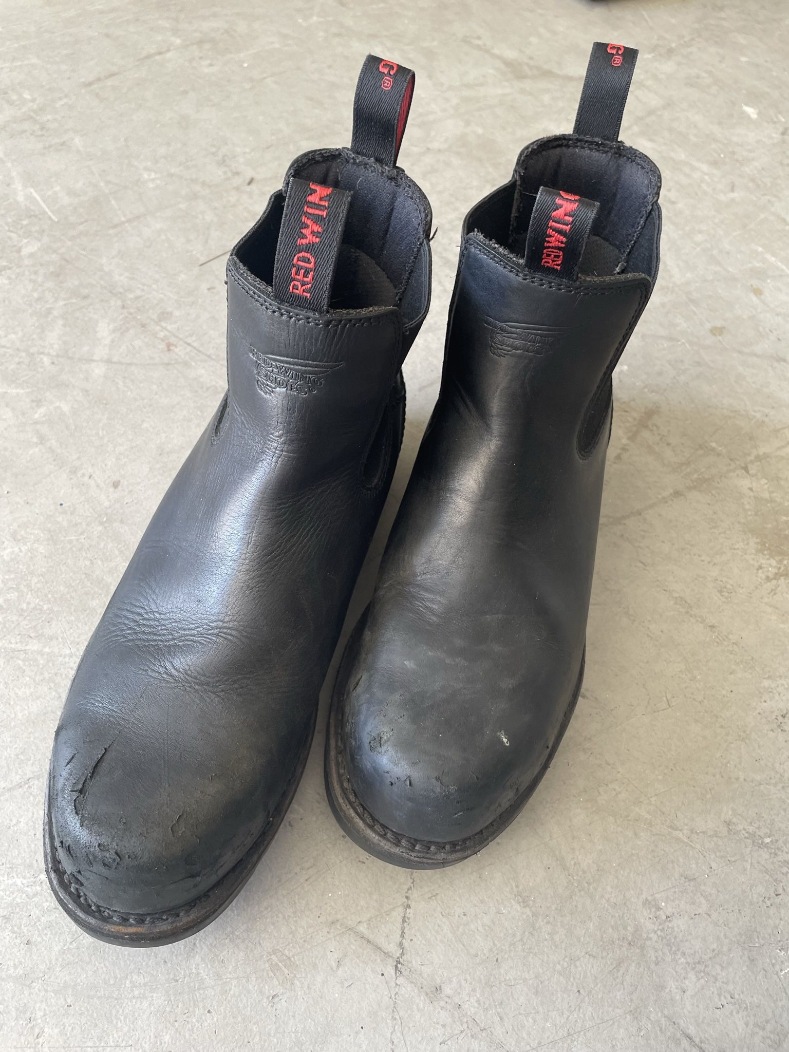 Red Wing Steel Toe Black Boots. Size 10