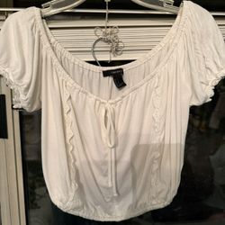 Cream Off Shoulder Pheasant Crop Top