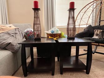 Dark Wood Coffee Table with Lower Shelf