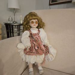 Ceramic Musician Doll with glasses 16"