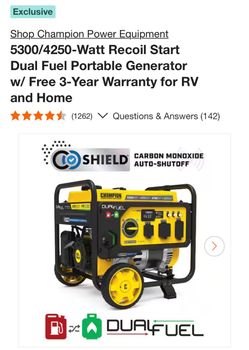 Champion 5300W Dual Fuel Portable Generator