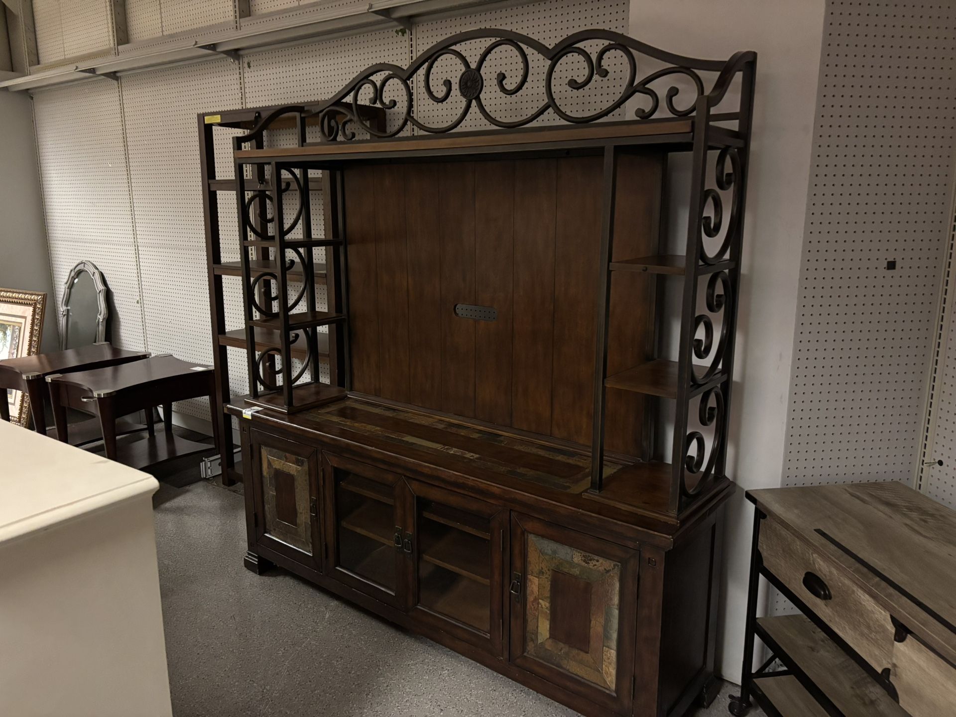 Large Wood and Iron Entertainment Center