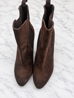Brown Suede Heeled Chelsea Ankle Boots