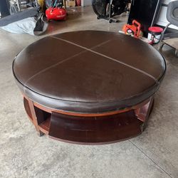 Leather Topped Coffee Table/Ottoman 