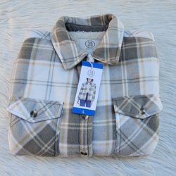 SAGE Women's Plaid Plush Fleece Shirt Jacket Size Large