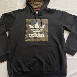 Men Adidas Hoodie Sweatshirt Long Sleeve Top Shirt Pullover Trefoil Logo Black L