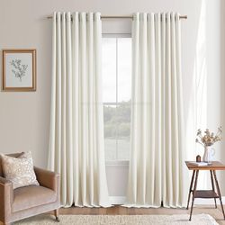 90 Inch Ivory Cream Linen Curtains