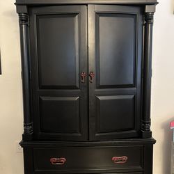 Armoire (Black)   with Custom Hardware & AC Powerstrip