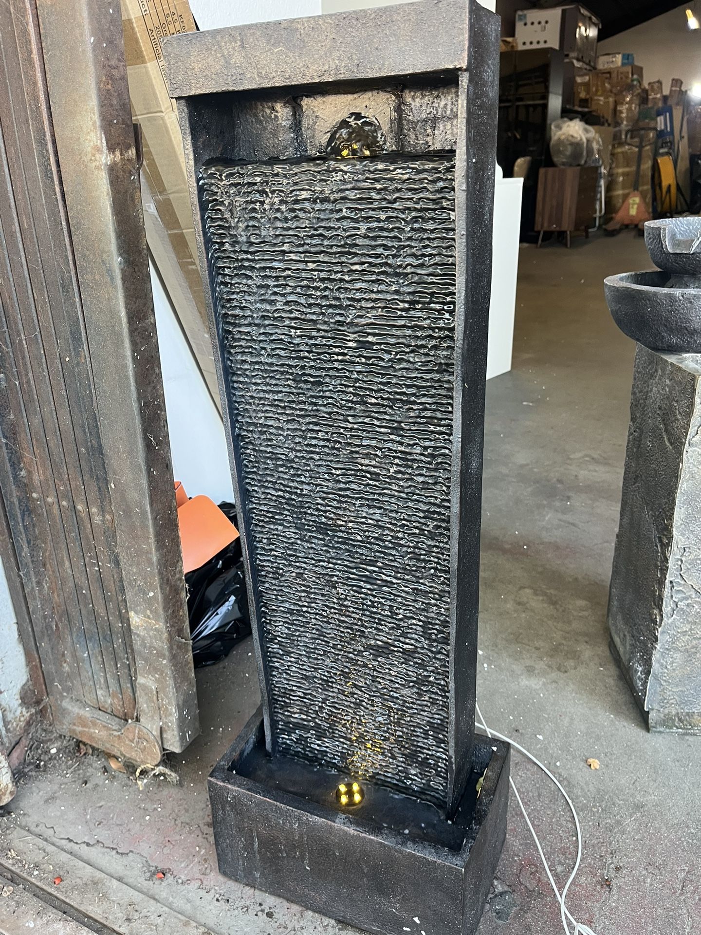 35.5” H Water Fountains Outdoor Garden Decor - Water Fountains and Waterfalls Outside, Large Indoor Floor Standing Resin Fountain Features W/Pump LED