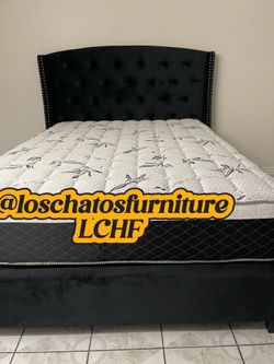 Black bed queen size with mattress