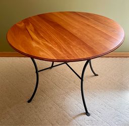 Room & Board Round Table – Cherry Top, Blackened Steel Legs