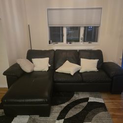 IKEA BLACK FAUX LEATHER COUCH