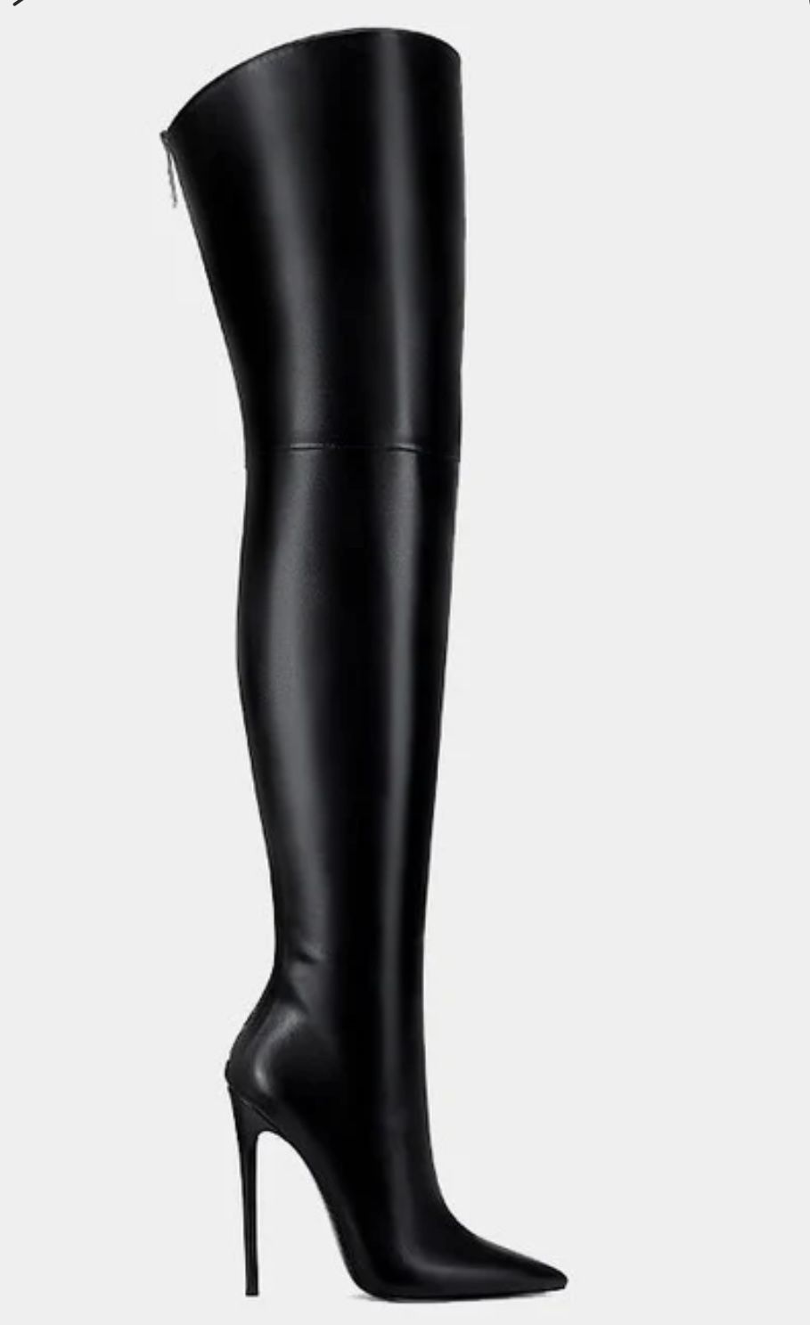 MARCIANO high hells overknee black leather boots 8,5