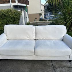 White Velvet 2-Seats Couch-FREE Delivery