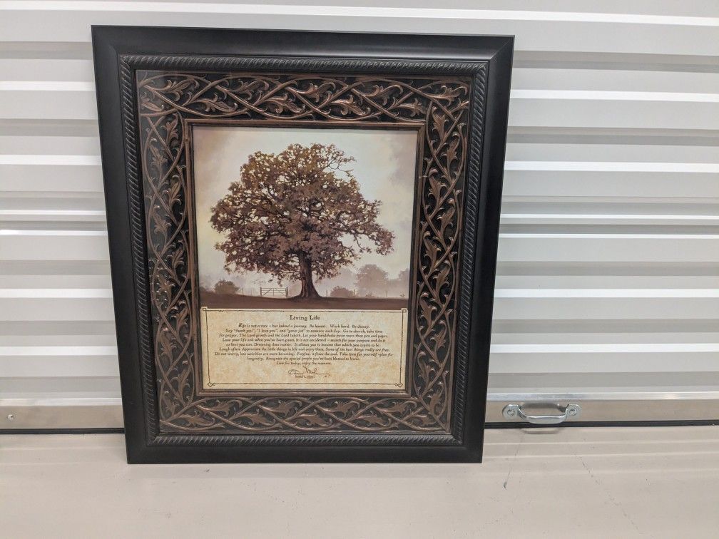 Large Framed Tree Picture With Poem About Living Life