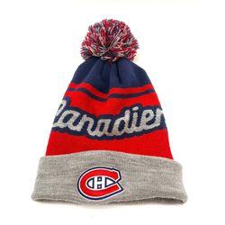 Montreal Canadians Cuffed Beanie with Pom Red & Blue
