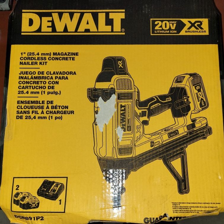 Dewalt DCN891P2 20V Cordless Concrete Nailer Kit