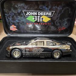 USED 1:24 John Deere Motorsports #97 Chad Little Chrome NASCAR Diecast w/ Case