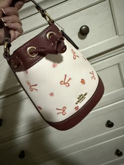 Coach Dempsey Drawstring Bucket Bag 15 With Bow Print