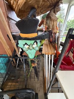 Vintage wood Halloween garden stake