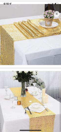 Gold Table Runner 12x108 Inch Sequin Table Runners Party Decor Glitter Table Linen Runner Sparkly Dinner Party Supplies Fabric for Baby Bridal Shower