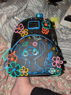 Loungefly Disney Parks Exclusive Stitch 626 Day Neon Sequin Backpack