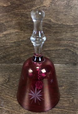 VTG CRYSTAL CRANBERRY RED PETITE GLASS BELL